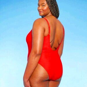 WILD FABLE RED SCOOP NECK HIGH CUT CHEEKY ONE PIECE SWIMSUIT PLU S SIZE 22 NWT